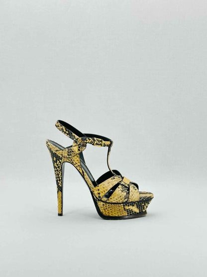 Pre - loved SAINT LAURENT Beige & Brown Size EU 38 Heeled Sandals at Reems Closet