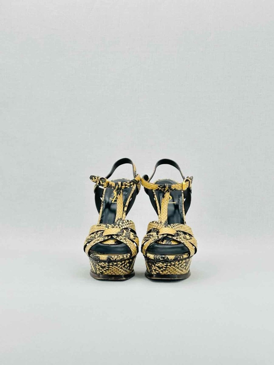 Pre - loved SAINT LAURENT Beige & Brown Size EU 38 Heeled Sandals at Reems Closet