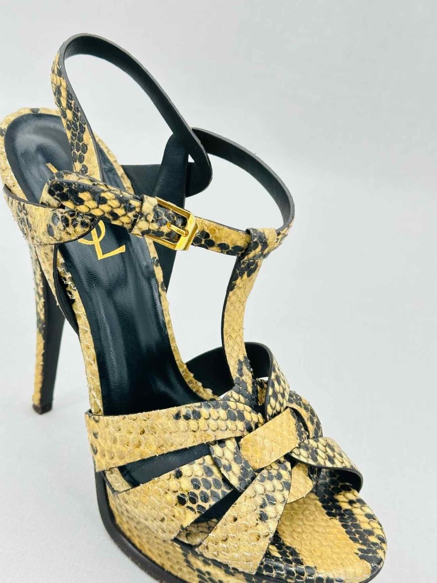 Pre - loved SAINT LAURENT Beige & Brown Size EU 38 Heeled Sandals at Reems Closet