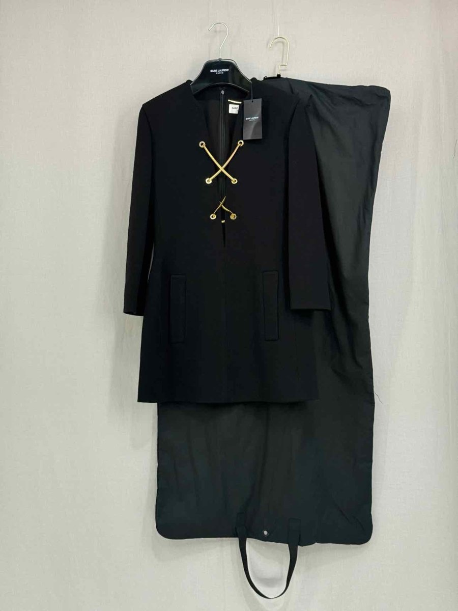 Pre - loved SAINT LAURENT Black Chain Lace Size US 6 Short Dress at Reems Closet