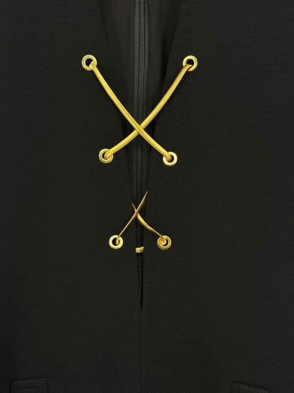 Pre - loved SAINT LAURENT Black Chain Lace Size US 6 Short Dress at Reems Closet