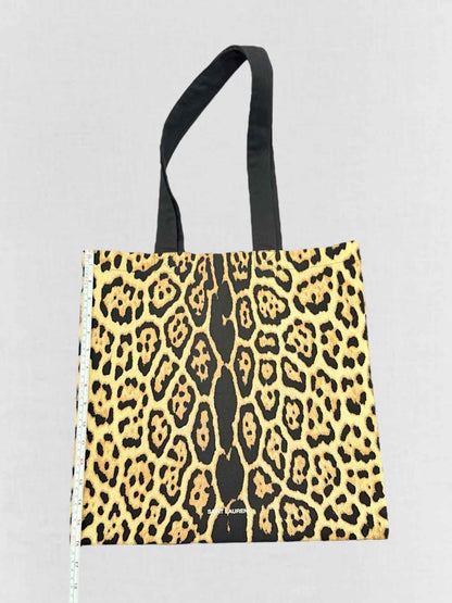 Pre - loved SAINT LAURENT Brown Multicolor Leopard Print Tote Bag at Reems Closet