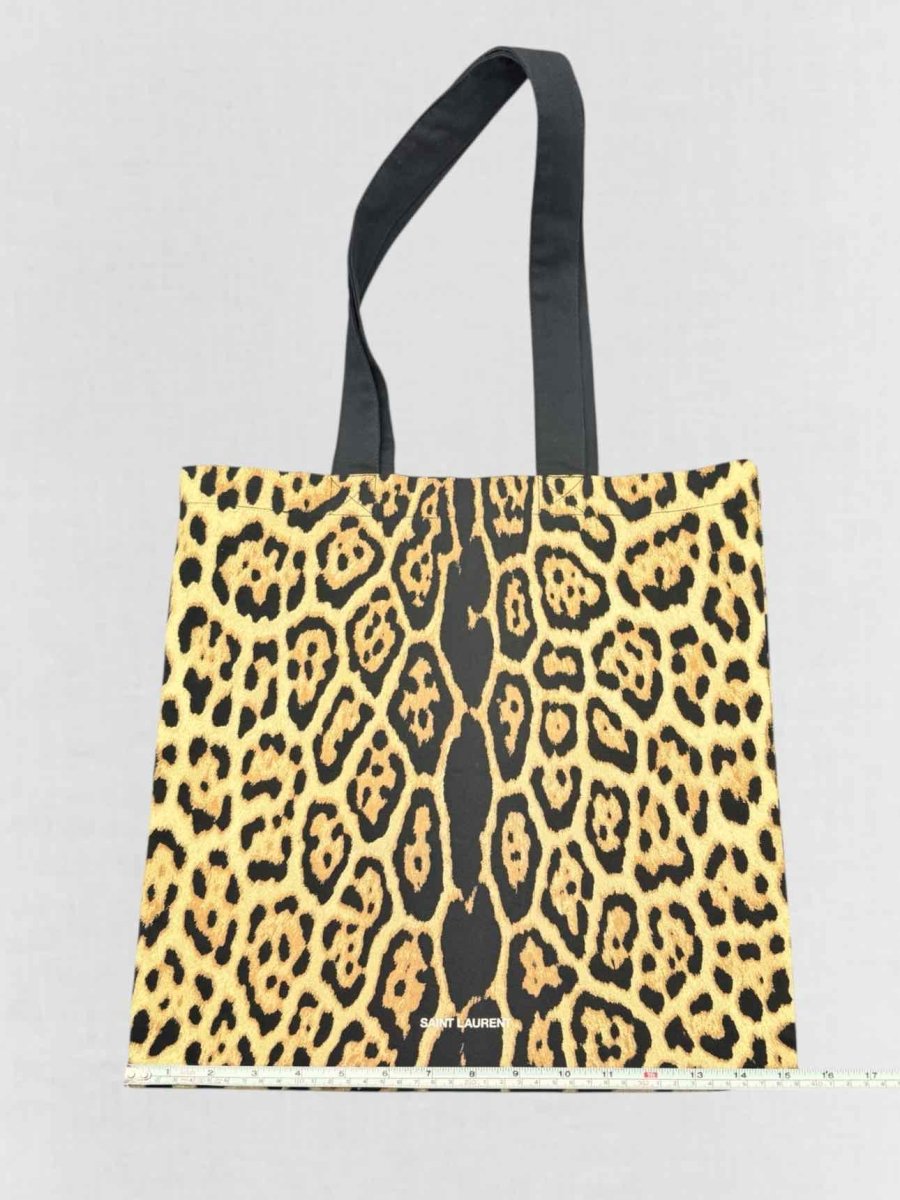 Pre - loved SAINT LAURENT Brown Multicolor Leopard Print Tote Bag at Reems Closet