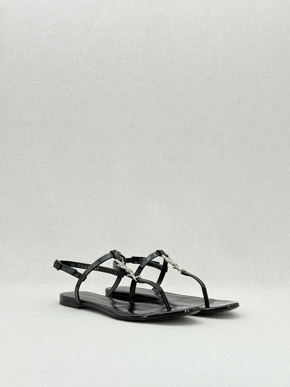 Pre - loved SAINT LAURENT Cassandra Black Size EU 37 Sandals at Reems Closet