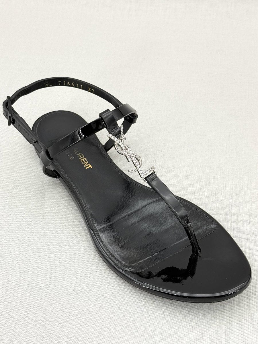 Pre - loved SAINT LAURENT Cassandra Black Size EU 37 Sandals at Reems Closet