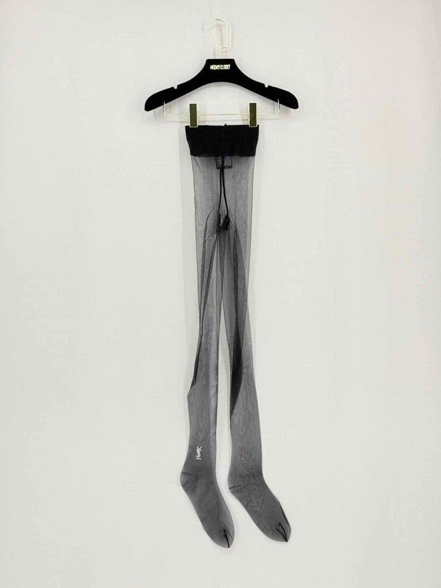 Pre - loved SAINT LAURENT Cassandre Black Stockings at Reems Closet