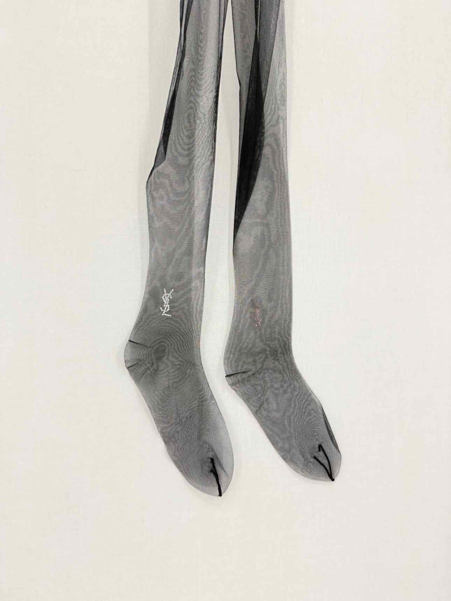 Pre - loved SAINT LAURENT Cassandre Black Stockings at Reems Closet