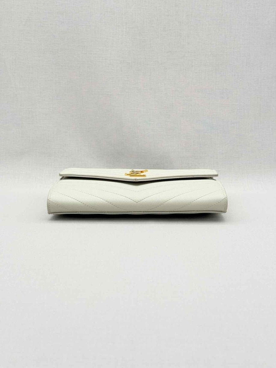 Pre-loved SAINT LAURENT Cassandre Matelasse Flap White Wristlet at Reems Closet