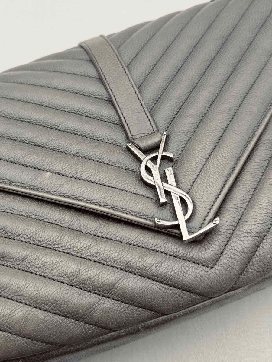 Pre-loved SAINT LAURENT College Grey Chevron Shoulder Bag at Reems Closet