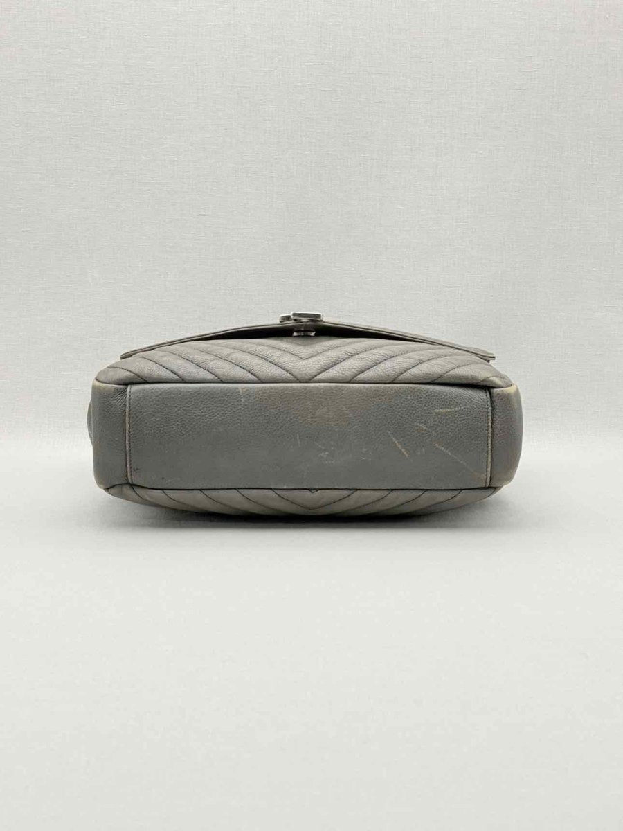 Pre-loved SAINT LAURENT College Grey Chevron Shoulder Bag at Reems Closet