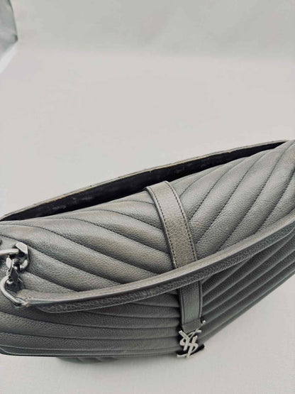 Pre-loved SAINT LAURENT College Grey Chevron Shoulder Bag at Reems Closet