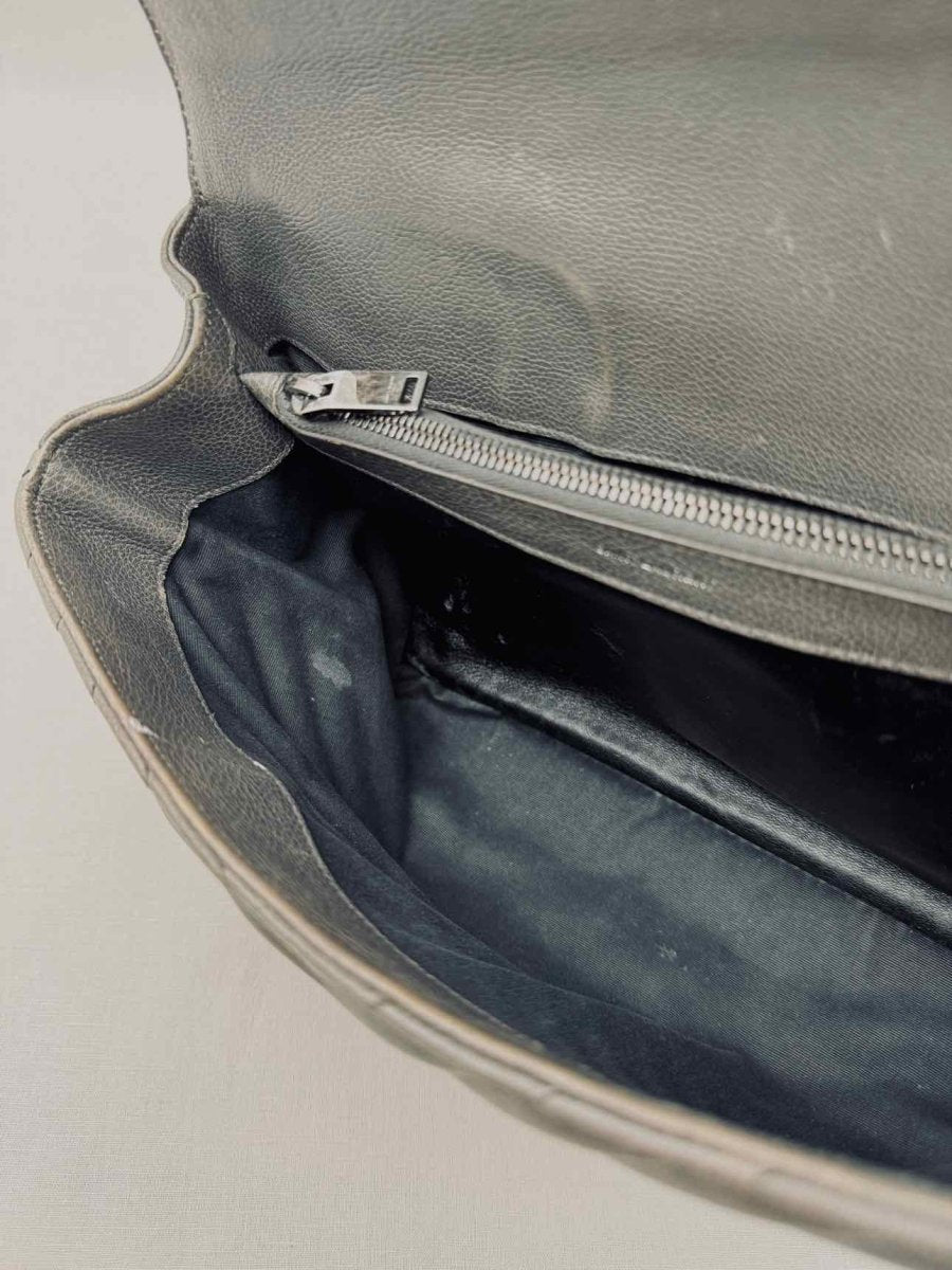 Pre-loved SAINT LAURENT College Grey Chevron Shoulder Bag at Reems Closet