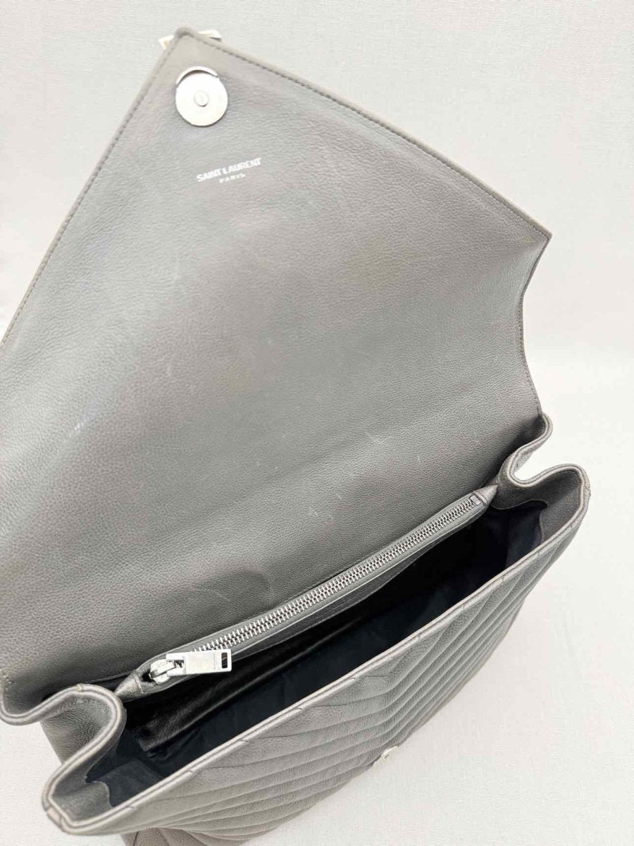 Pre-loved SAINT LAURENT College Grey Chevron Shoulder Bag at Reems Closet
