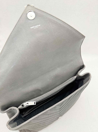 Pre-loved SAINT LAURENT College Grey Chevron Shoulder Bag at Reems Closet