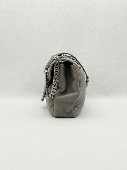Pre-loved SAINT LAURENT College Grey Chevron Shoulder Bag at Reems Closet