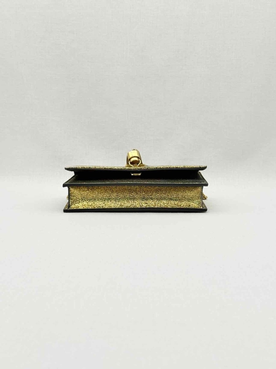 Pre - loved SAINT LAURENT Kate Metallic Gold Monogram Crossbody at Reems Closet