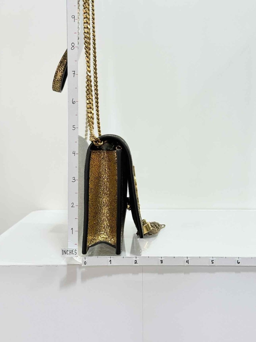 Pre - loved SAINT LAURENT Kate Metallic Gold Monogram Crossbody at Reems Closet