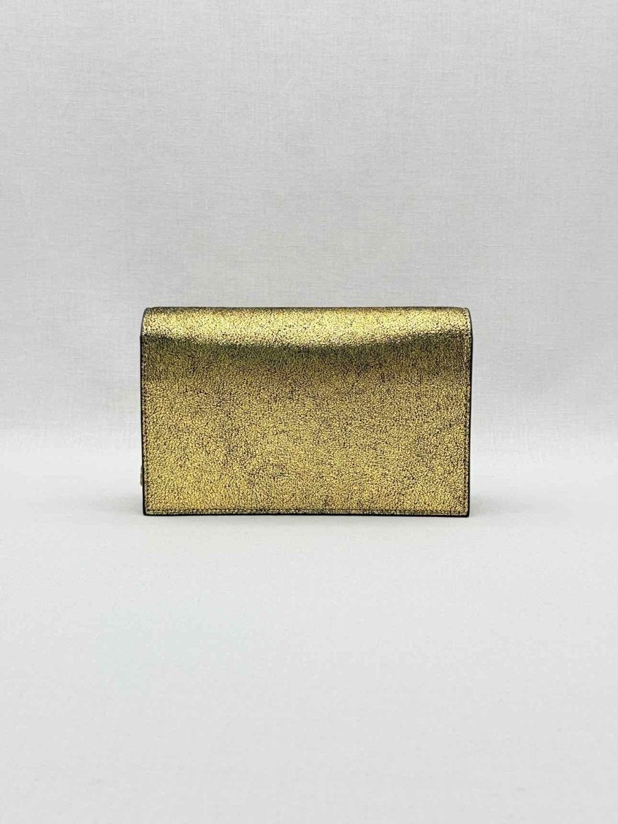 Pre - loved SAINT LAURENT Kate Metallic Gold Monogram Crossbody at Reems Closet