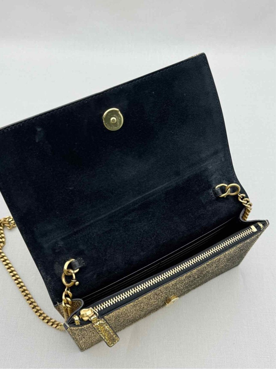 Pre - loved SAINT LAURENT Kate Metallic Gold Monogram Crossbody at Reems Closet