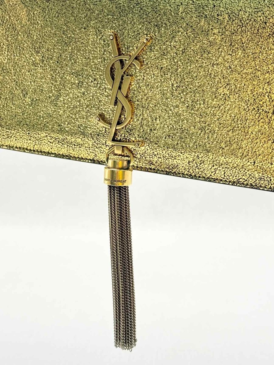 Pre - loved SAINT LAURENT Kate Metallic Gold Monogram Crossbody at Reems Closet