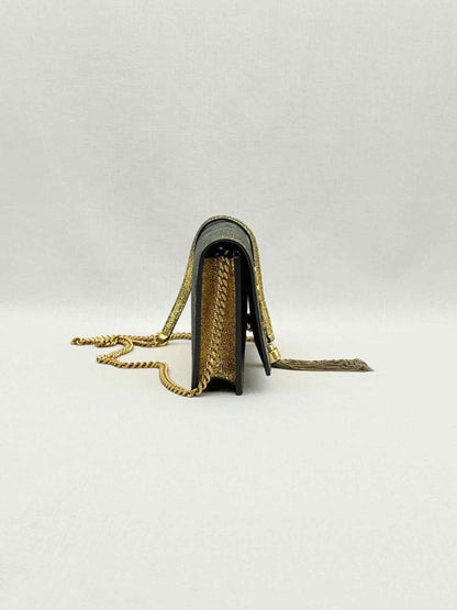 Pre - loved SAINT LAURENT Kate Metallic Gold Monogram Crossbody at Reems Closet