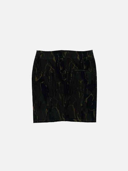 Pre - loved SAINT LAURENT Khaki Camouflage Mini Skirt at Reems Closet