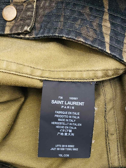 Pre - loved SAINT LAURENT Khaki Camouflage Mini Skirt at Reems Closet