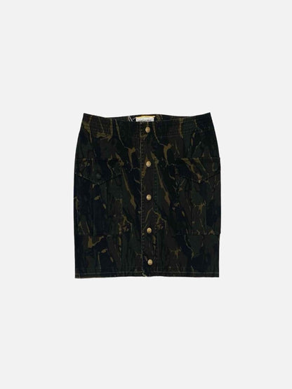 Pre - loved SAINT LAURENT Khaki Camouflage Mini Skirt at Reems Closet