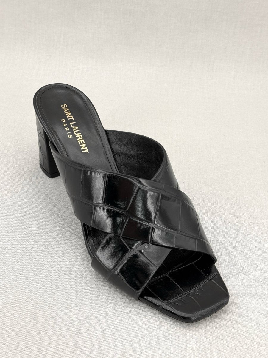 Pre - loved SAINT LAURENT Loulou Black Size EU 38.5 Mules at Reems Closet