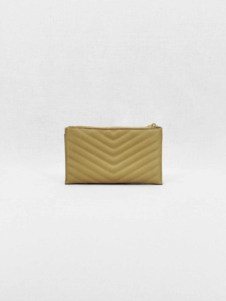Pre - loved SAINT LAURENT Monogram Beige Quilted Pouch at Reems Closet