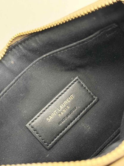 Pre - loved SAINT LAURENT Monogram Beige Quilted Pouch at Reems Closet