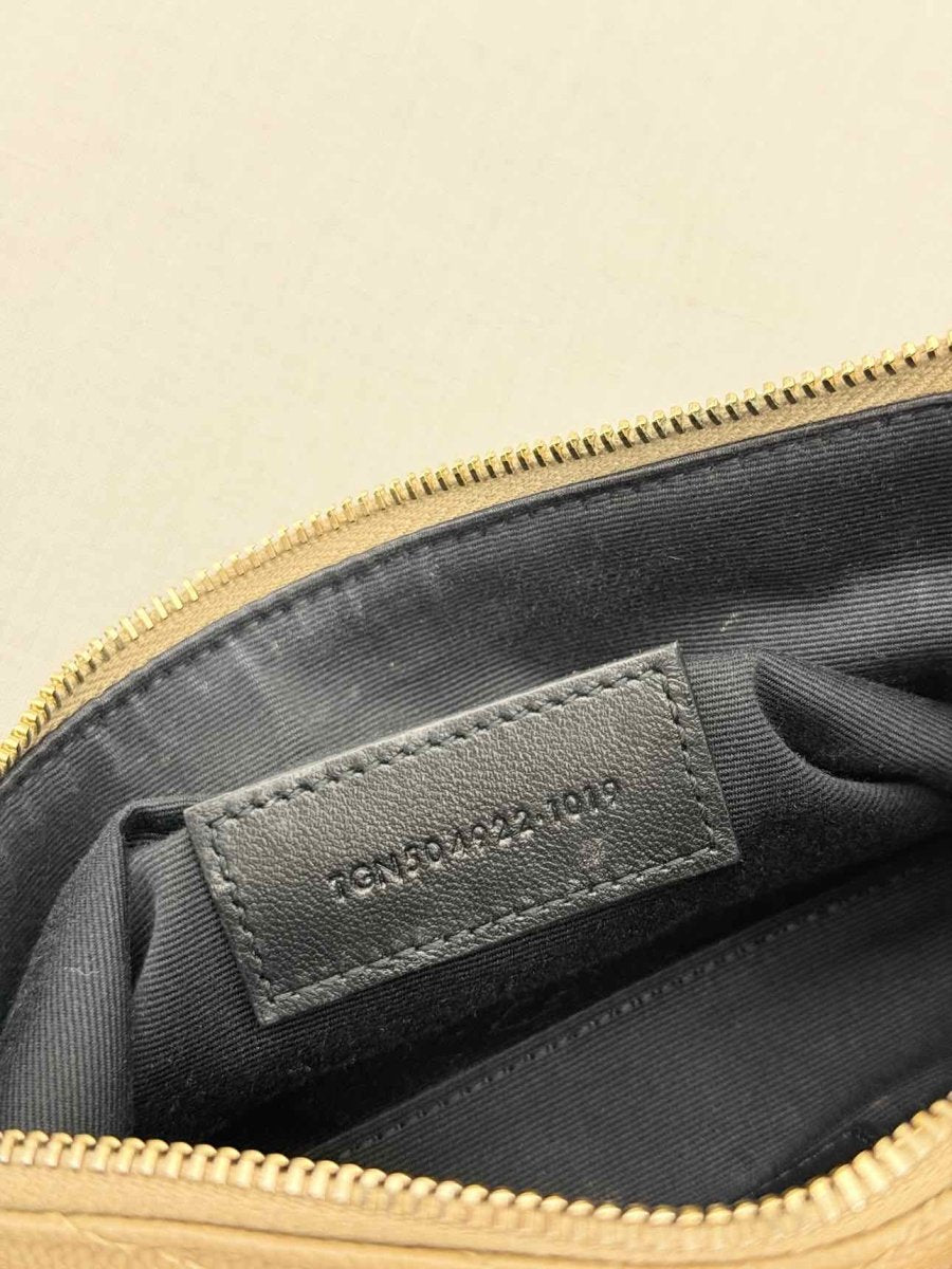 Pre - loved SAINT LAURENT Monogram Beige Quilted Pouch at Reems Closet