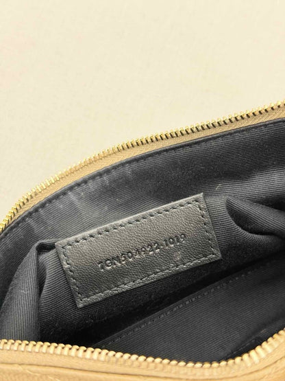 Pre - loved SAINT LAURENT Monogram Beige Quilted Pouch at Reems Closet