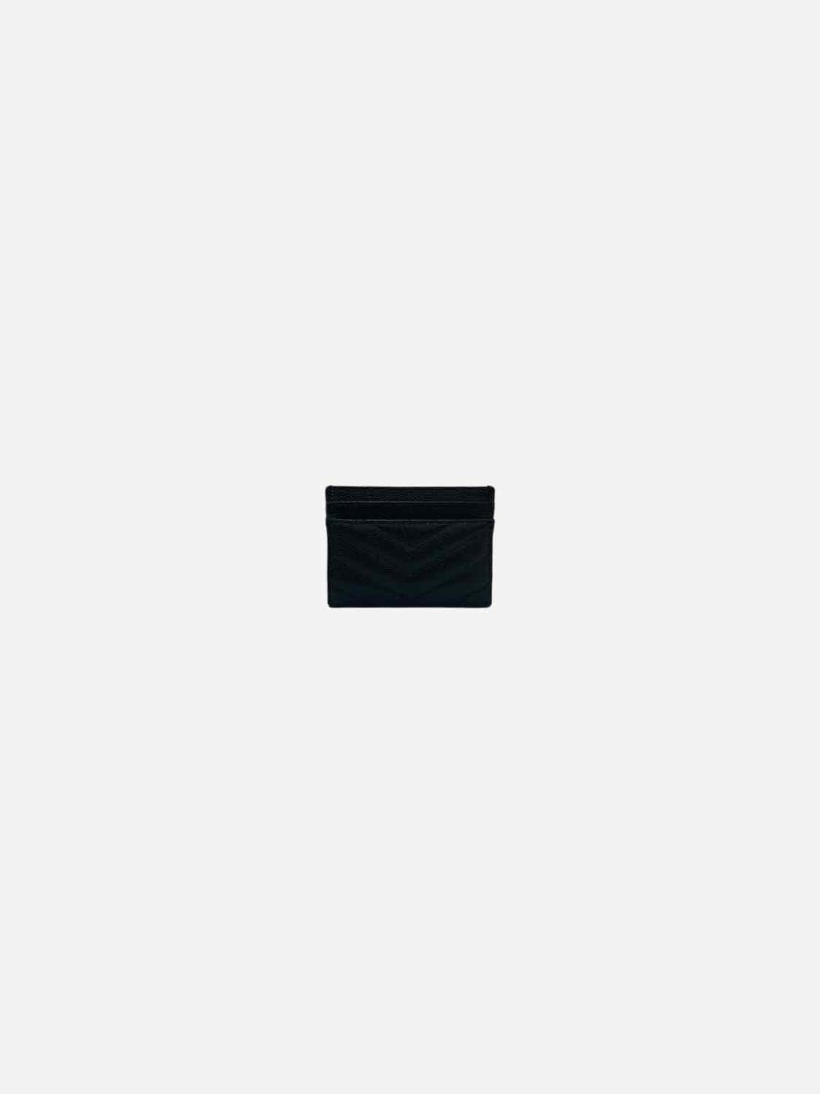 Pre - loved SAINT LAURENT Monogram Black Matelasse Card Holder at Reems Closet