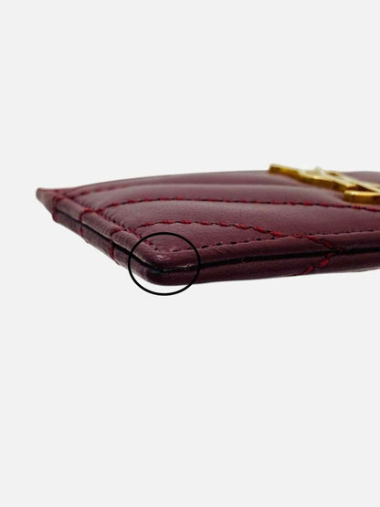 Pre - loved SAINT LAURENT Monogram Burgundy Chevron Card Holder at Reems Closet