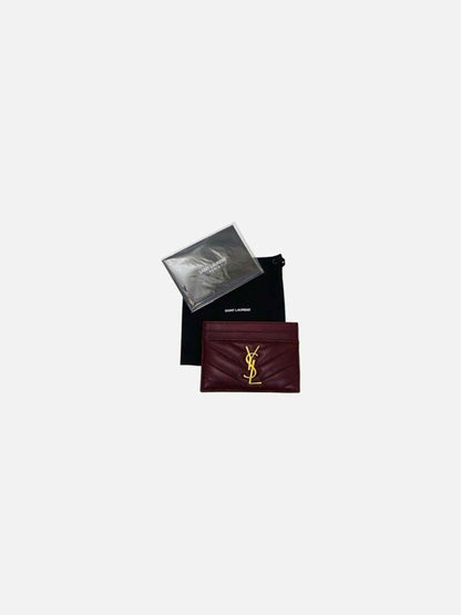 Pre - loved SAINT LAURENT Monogram Burgundy Chevron Card Holder at Reems Closet