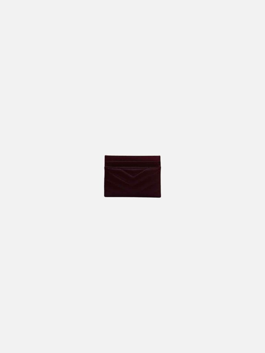 Pre - loved SAINT LAURENT Monogram Burgundy Chevron Card Holder at Reems Closet