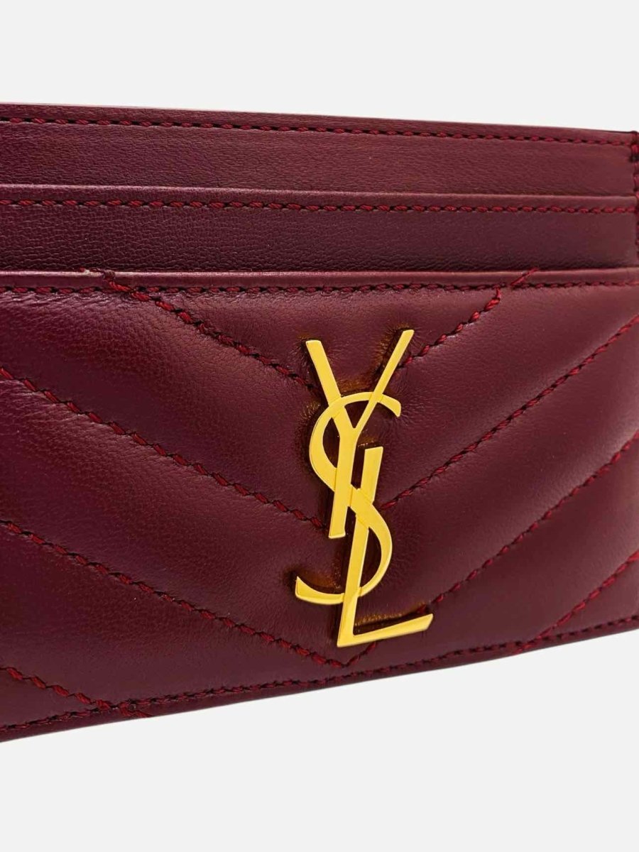 Pre - loved SAINT LAURENT Monogram Burgundy Chevron Card Holder at Reems Closet