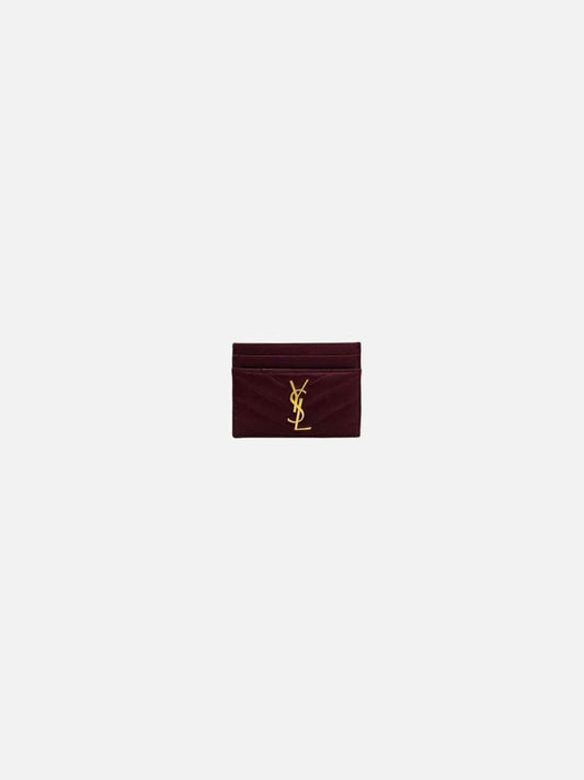 Pre - loved SAINT LAURENT Monogram Burgundy Chevron Card Holder at Reems Closet