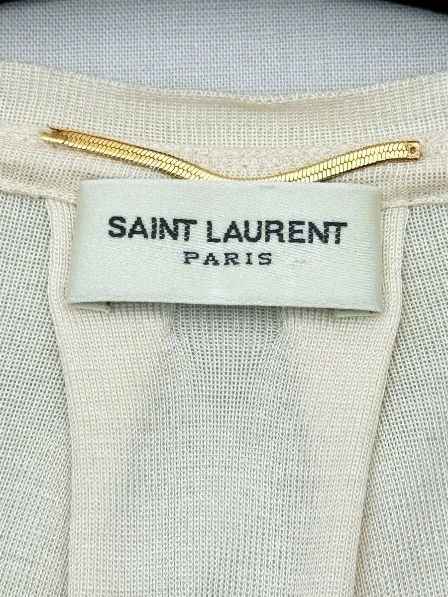 Pre - loved SAINT LAURENT Plisse Cream Size Medium T-shirt at Reems Closet