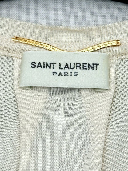 Pre - loved SAINT LAURENT Plisse Cream Size Medium T-shirt at Reems Closet