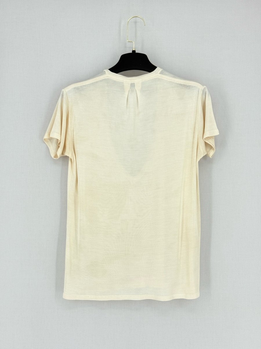 Pre - loved SAINT LAURENT Plisse Cream Size Medium T-shirt at Reems Closet