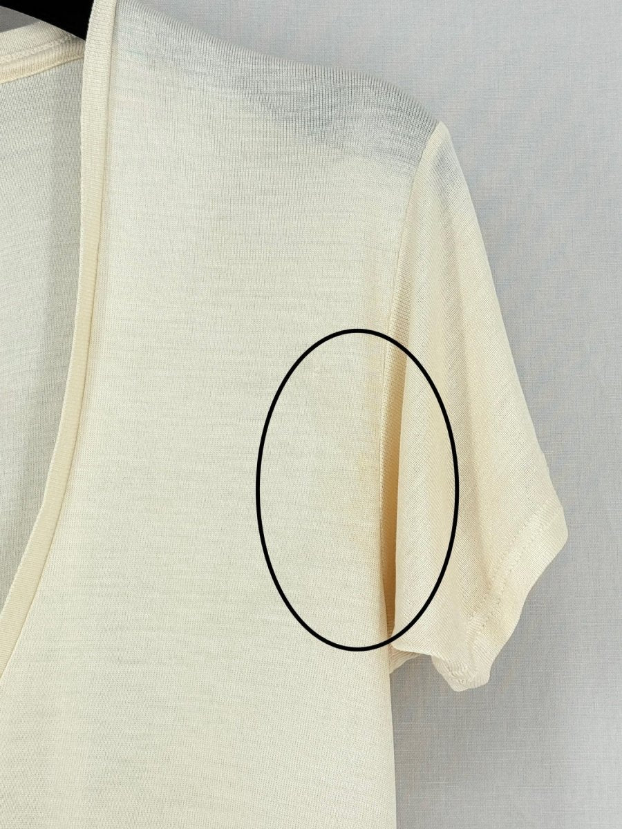 Pre - loved SAINT LAURENT Plisse Cream Size Medium T-shirt at Reems Closet