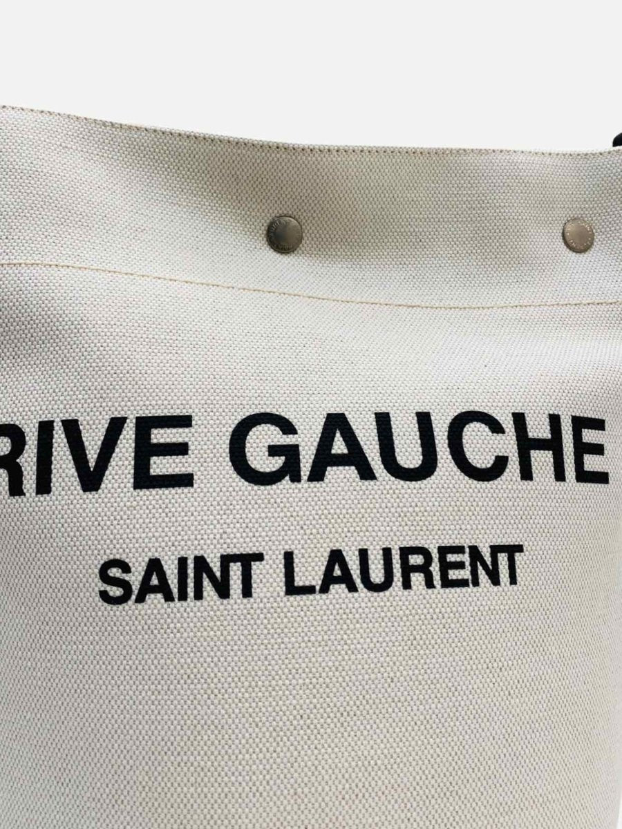 Pre - loved SAINT LAURENT Rive Gauche Off - white & Black Bucket Bag at Reems Closet