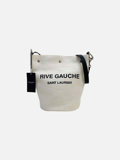 Pre - loved SAINT LAURENT Rive Gauche Off - white & Black Bucket Bag at Reems Closet