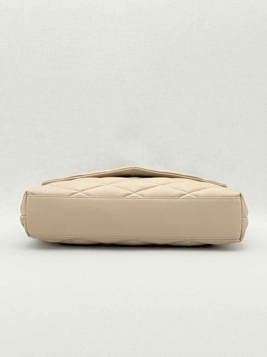 Pre - loved SAINT LAURENT Sade Puffer Envelope Beige Quilted Clutch at Reems Closet
