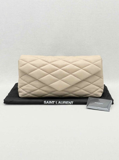Pre - loved SAINT LAURENT Sade Puffer Envelope Beige Quilted Clutch at Reems Closet