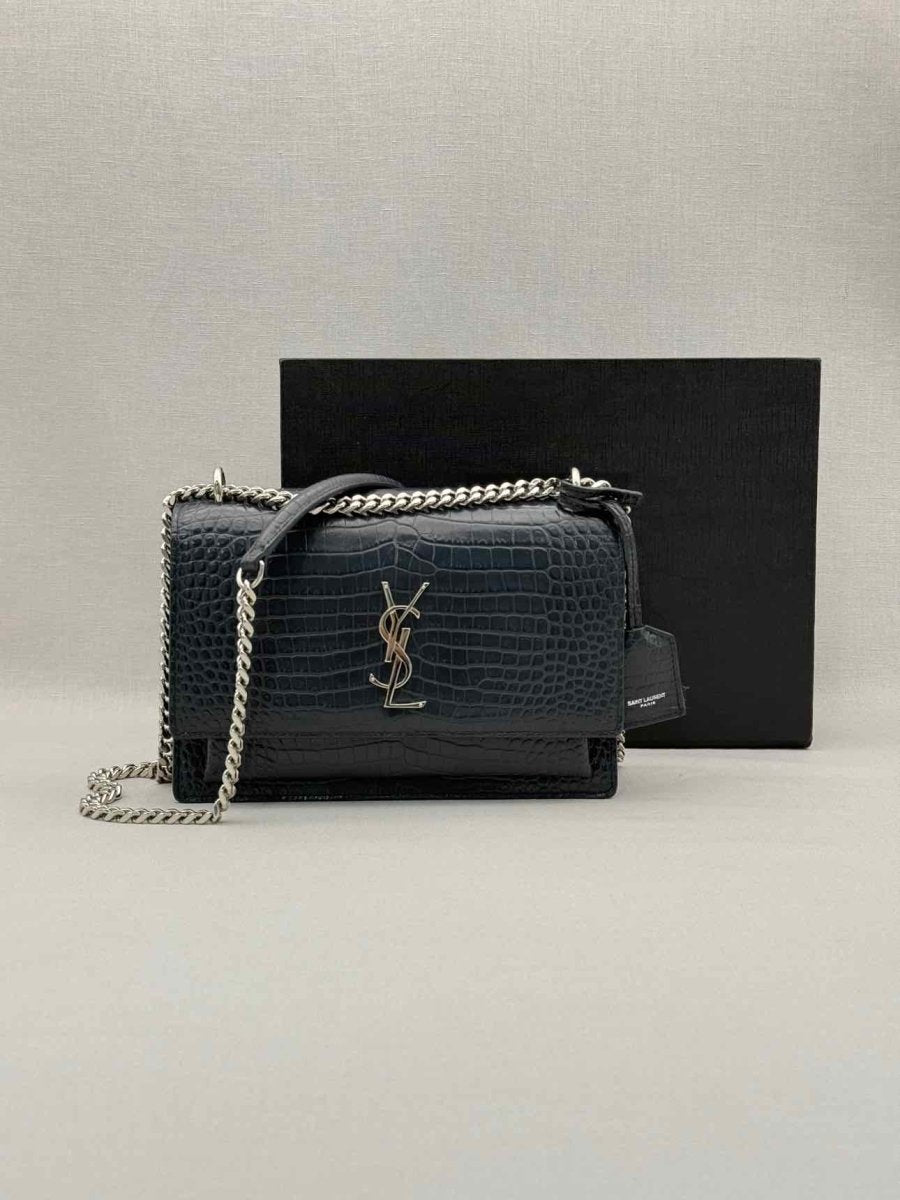 Pre-loved SAINT LAURENT Sunset Black Shoulder Bag at Reems Closet