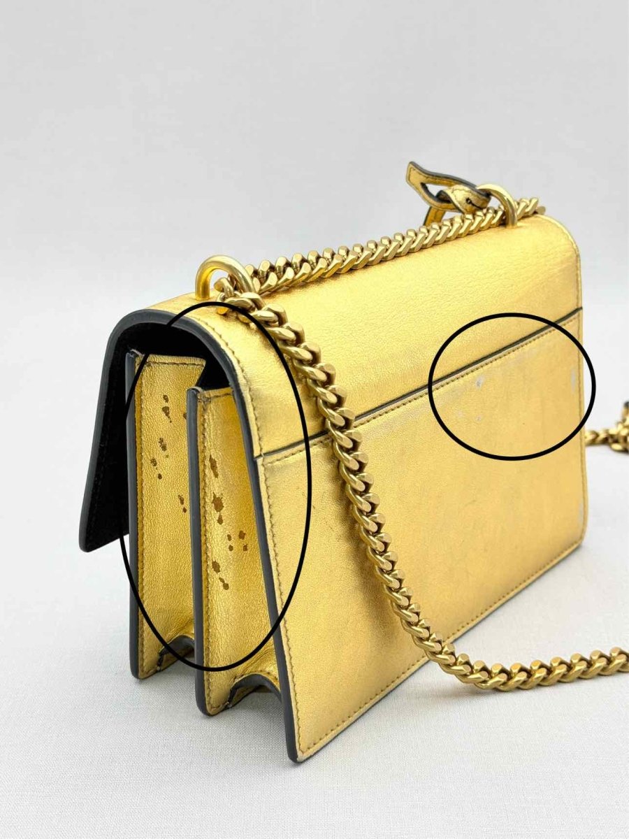 Pre-loved SAINT LAURENT Sunset Metallic Gold Crossbody at Reems Closet