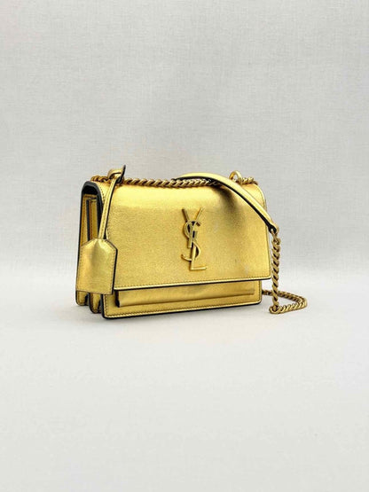 Pre-loved SAINT LAURENT Sunset Metallic Gold Crossbody at Reems Closet